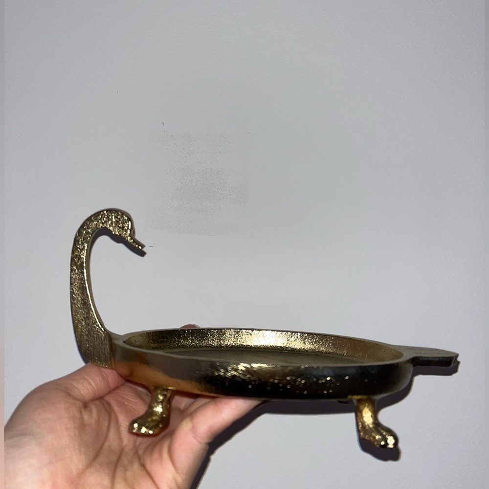golden swan dish for keys, hair ties, hair clips, rings